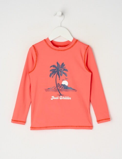 Wavetribe Palm Long Sleeve Rash Top, Orange product photo