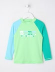 Wavetribe Colour Block Long Sleeve Rash Top, Lime product photo