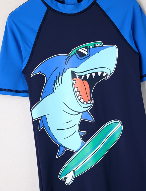 Wavetribe Shark Rash Suit, Navy product photo View 02 L