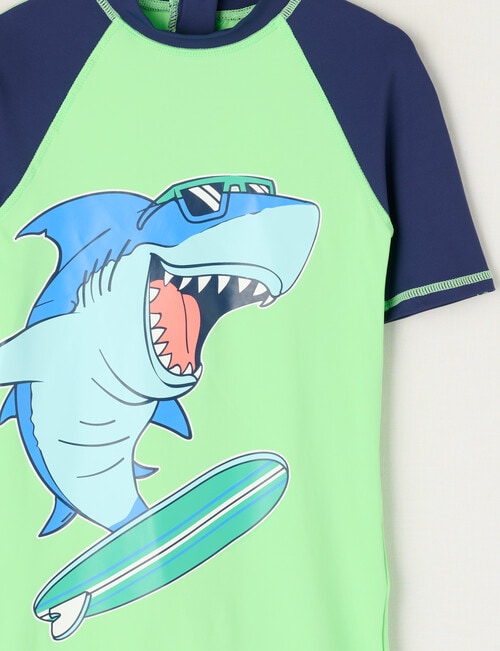 Wavetribe Shark Rash Suit, Lime product photo View 03 L