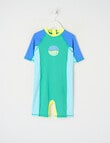 Wavetribe Colour Block Rash Suit, Green product photo