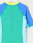 Wavetribe Colour Block Rash Suit, Green product photo View 02 S