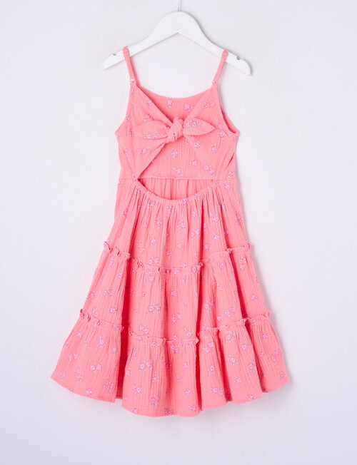 Mac & Ellie Ditsy Floral Tie Back Tiered Dress, Strawberry product photo View 02 L