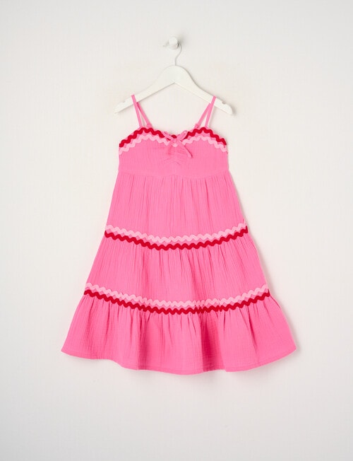 Mac & Ellie Ric Rac Tiered Dress, Fuchsia product photo