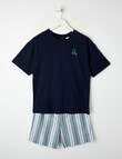 Sleep Squad Stripe Knit & Woven PJ Set, Navy & Denim, 9-16 product photo