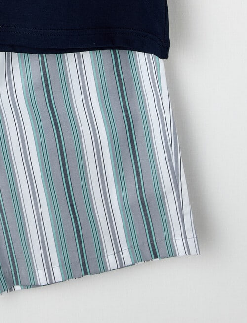 Sleep Squad Stripe Knit & Woven PJ Set, Navy & Denim, 9-16 product photo View 03 L