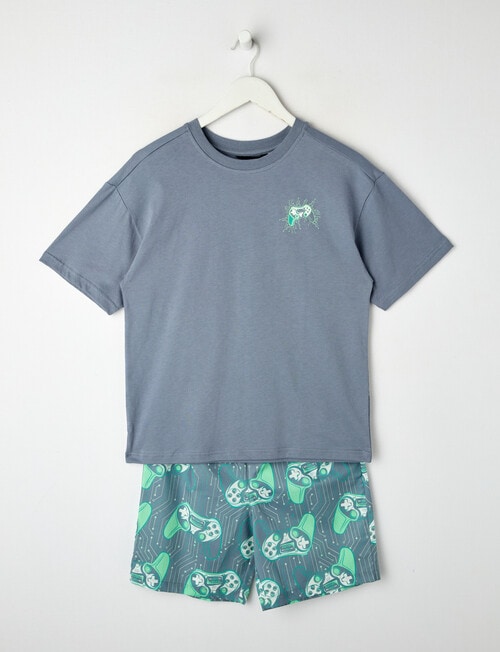 Sleep Squad Gamer Knit & Woven PJ Set, Denim, 9-16 product photo