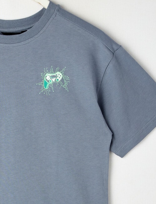 Sleep Squad Gamer Knit & Woven PJ Set, Denim, 9-16 product photo View 02 L