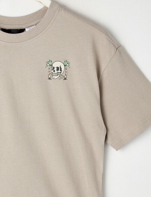 Sleep Squad Skull Island Palm Check Knit & Woven PJ Set, Stone, 9-16 product photo View 02 L