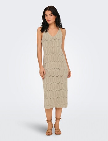 ONLY Mea Crotchet Midi Dress, Feather Gray product photo