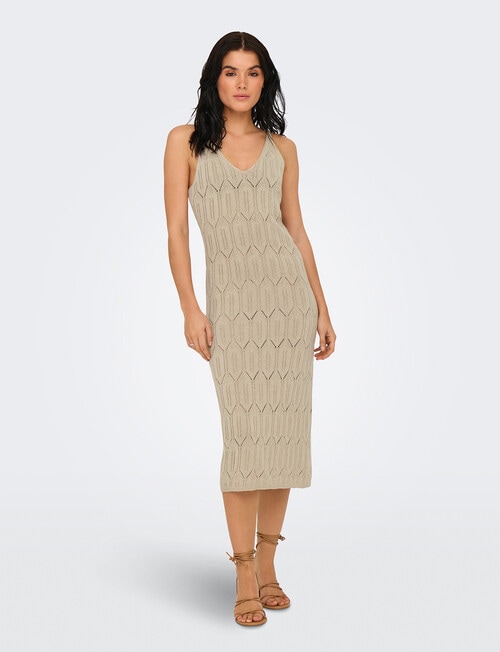 ONLY Mea Crotchet Midi Dress, Feather Gray product photo View 03 L