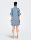 ONLY Bell Short Sleeve Button Up Denim Dress, Light Blue product photo View 02 S