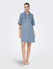 ONLY Bell Short Sleeve Button Up Denim Dress, Light Blue product photo View 03 S