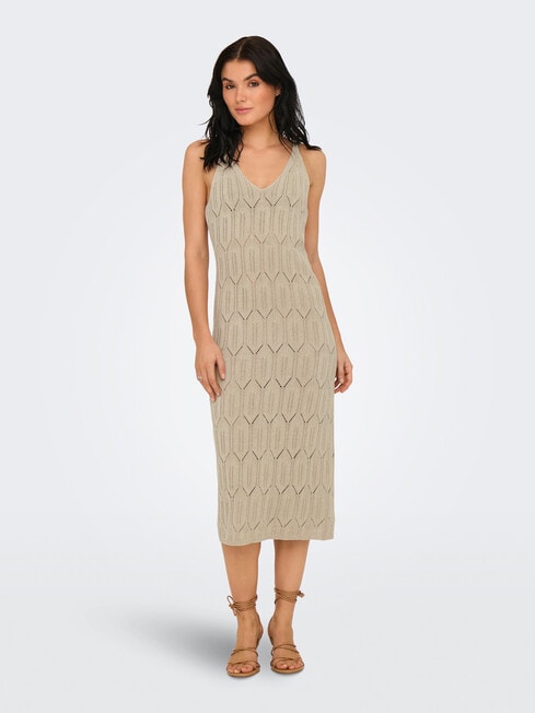 ONLY Mea Crotchet Midi Dress, Feather Gray product photo