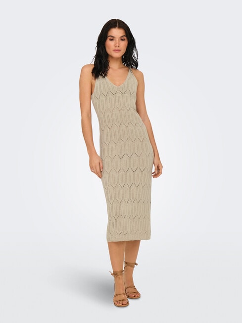 ONLY Mea Crotchet Midi Dress, Feather Gray product photo View 03 L