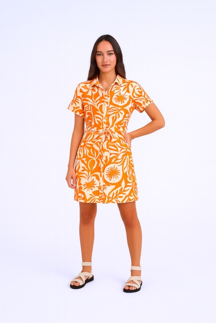 ONLY Jakiri Linen Blend Shirt Dress, Tropical Sunshine product photo