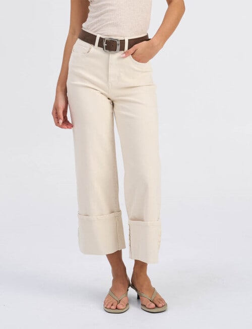 ONLY Madison Wide Fold Up Jean, Ecru product photo