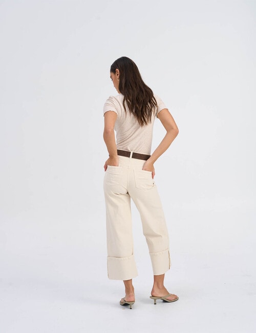 ONLY Madison Wide Fold Up Jean, Ecru product photo View 02 L