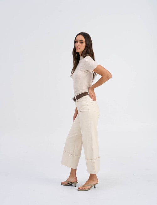 ONLY Madison Wide Fold Up Jean, Ecru product photo View 05 L