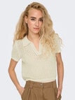 ONLY Anna Sofia Crotchet Polo Top, Birch product photo View 05 S