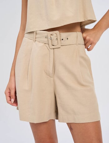 ONLY Jakiri Linen Blend Buckle Shorts, Humus product photo