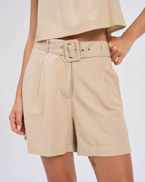 ONLY Jakiri Linen Blend Buckle Shorts, Humus product photo