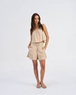 ONLY Jakiri Linen Blend Buckle Shorts, Humus product photo View 03 S