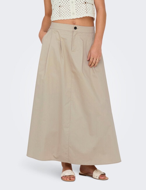 ONLY Zora Long Pleat Skirt, Oxford Tan product photo