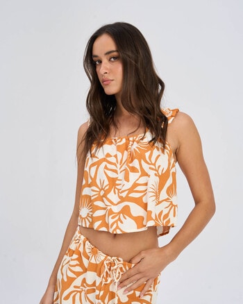 ONLY Jakiri Linen Blend Singlet, Tropical Sunshine product photo