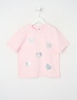 Mac & Ellie Flip Sequin Hearts Boxy Tee, Blush product photo