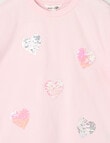 Mac & Ellie Flip Sequin Hearts Boxy Tee, Blush product photo View 03 S