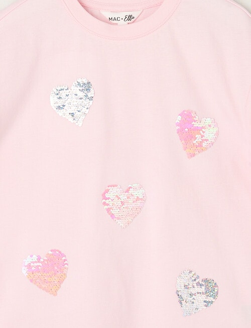 Mac & Ellie Flip Sequin Hearts Boxy Tee, Blush product photo View 03 L