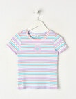 Mac & Ellie Daisy Stripe Short Sleeve Rib Tee, Lilac product photo