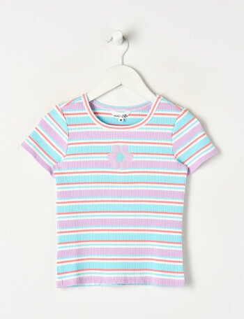 Mac & Ellie Daisy Stripe Short Sleeve Rib Tee, Lilac product photo