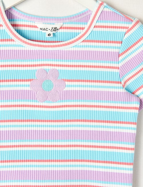 Mac & Ellie Daisy Stripe Short Sleeve Rib Tee, Lilac product photo View 02 L