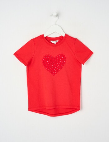 Mac & Ellie Applique Heart Tee, Cherry Red product photo