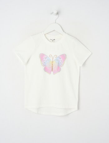 Mac & Ellie Novelty Butterfly Short Sleeve Tee, White product photo