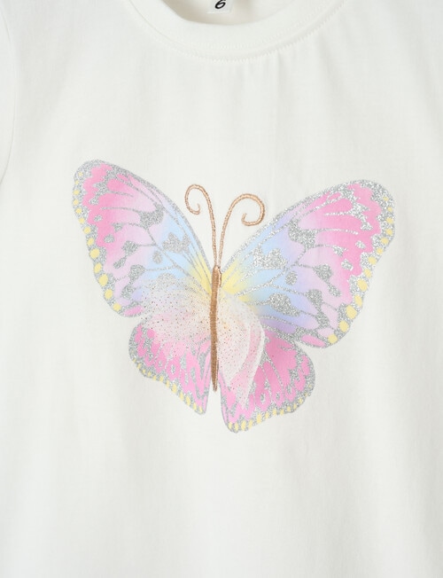Mac & Ellie Novelty Butterfly Short Sleeve Tee, White product photo View 02 L