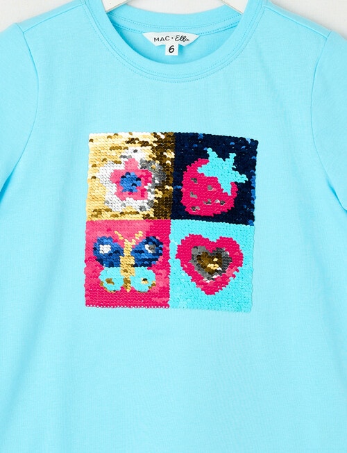 Mac & Ellie Flip Sequin Checkers Short Sleeve Tee, Ocean Blue product photo View 02 L