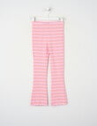 Mac & Ellie Stripe Rib Flare Leggings, Pink product photo