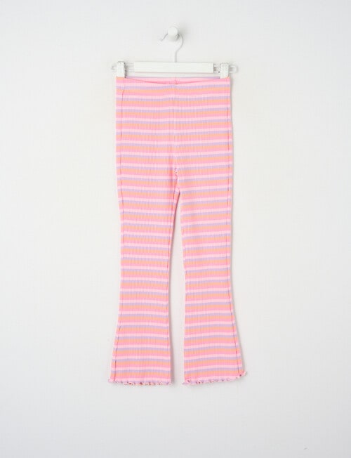 Mac & Ellie Stripe Rib Flare Leggings, Pink product photo