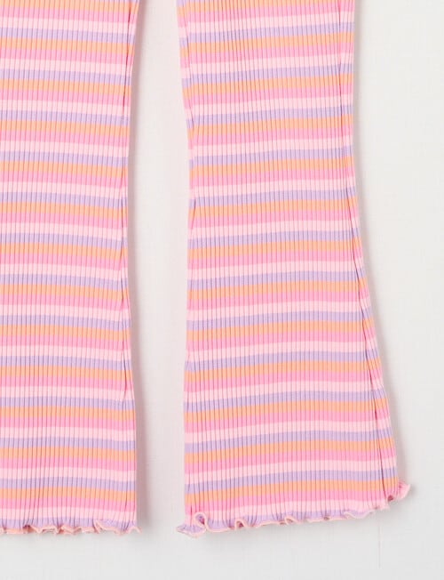 Mac & Ellie Stripe Rib Flare Leggings, Pink product photo View 02 L