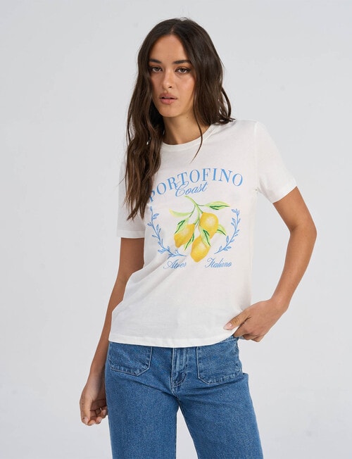 ONLY Athena Portifino Print Tee, Cloud Dancer product photo