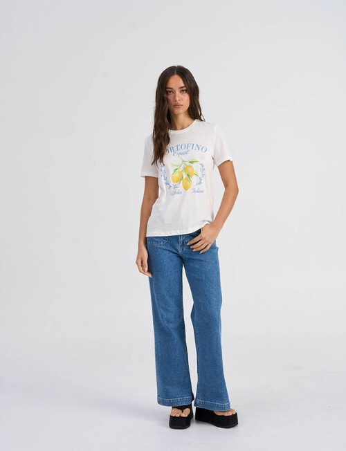 ONLY Athena Portifino Print Tee, Cloud Dancer product photo View 03 L
