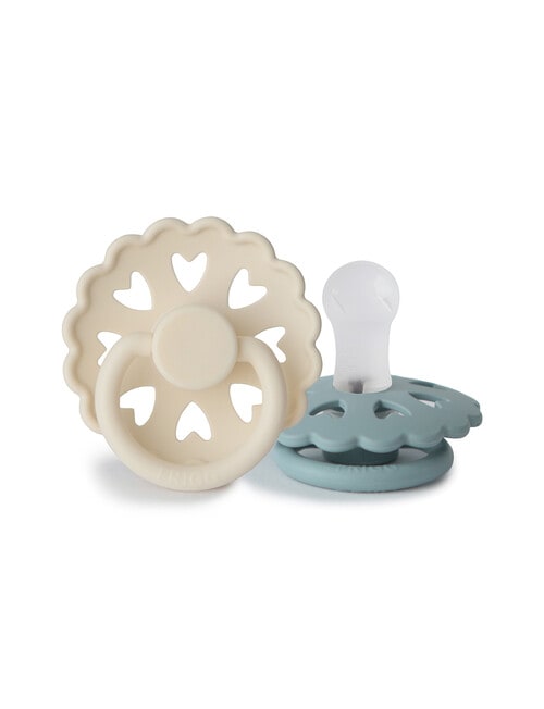 FRIGG Moon Silicone Pacifier, Cream & Sage, 0-6m, 2-Pack product photo