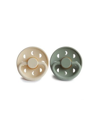 FRIGG Moon Silicone Pacifier, Cream & Sage, 6-18m, 2-Pack product photo
