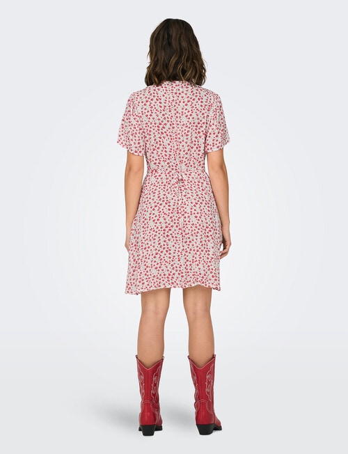 ONLY Evida Short Sleeve Short Dress, Red Lucy Flower product photo View 02 L