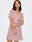 ONLY Evida Short Sleeve Short Dress, Red Lucy Flower product photo View 04 S