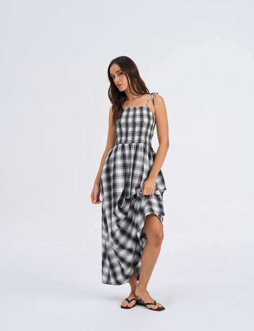 ONLY Maddy Maxi Smock Check Dress, Black & White product photo View 04 L