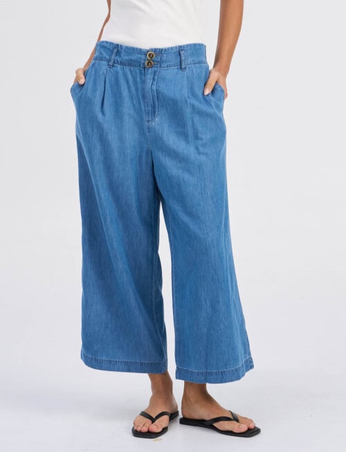 ONLY Bea Wide Cropped Denim Pant, Medium Blue product photo